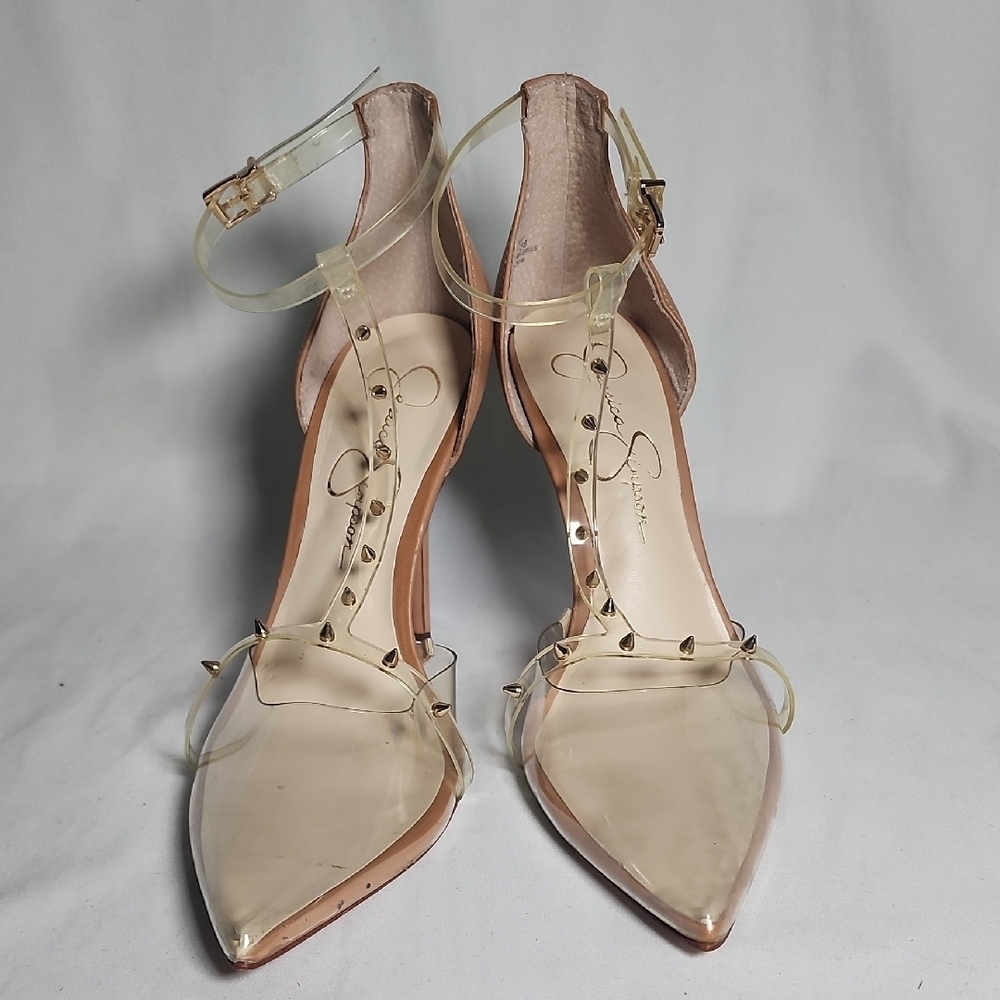 Jessica Simpson Clear Studded Heels
